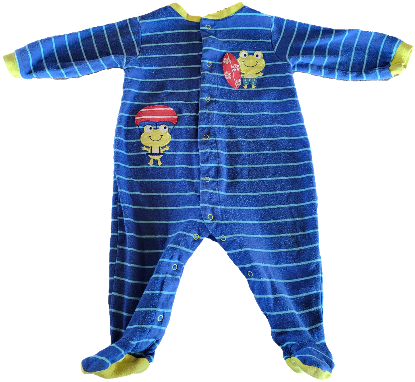 Pyjamas rayé bleu grenouille - 9 mois