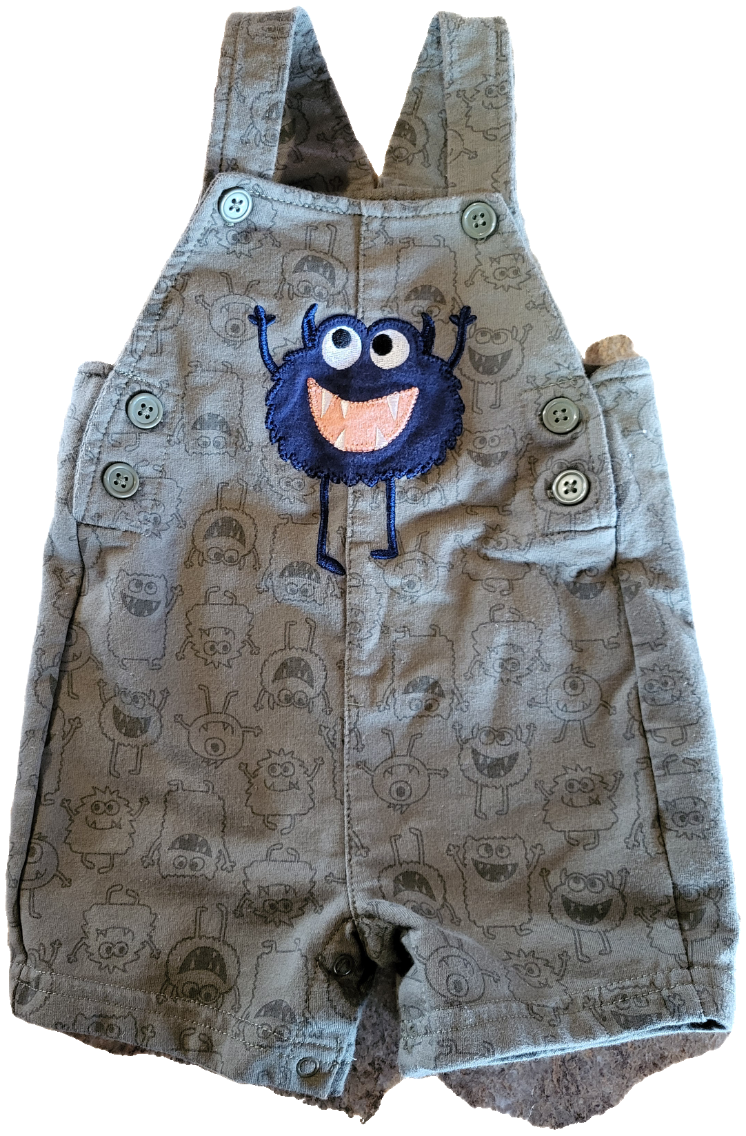 G / F - Saloppette vert monstre - 9 mois