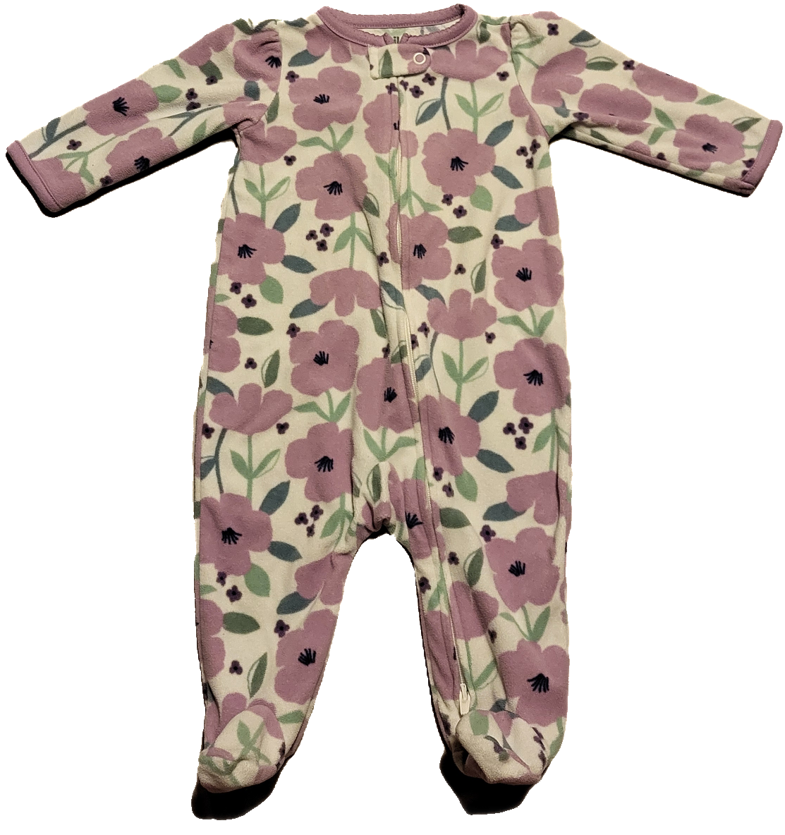 F - Pyjama fleurs mauves - 3/6 mois