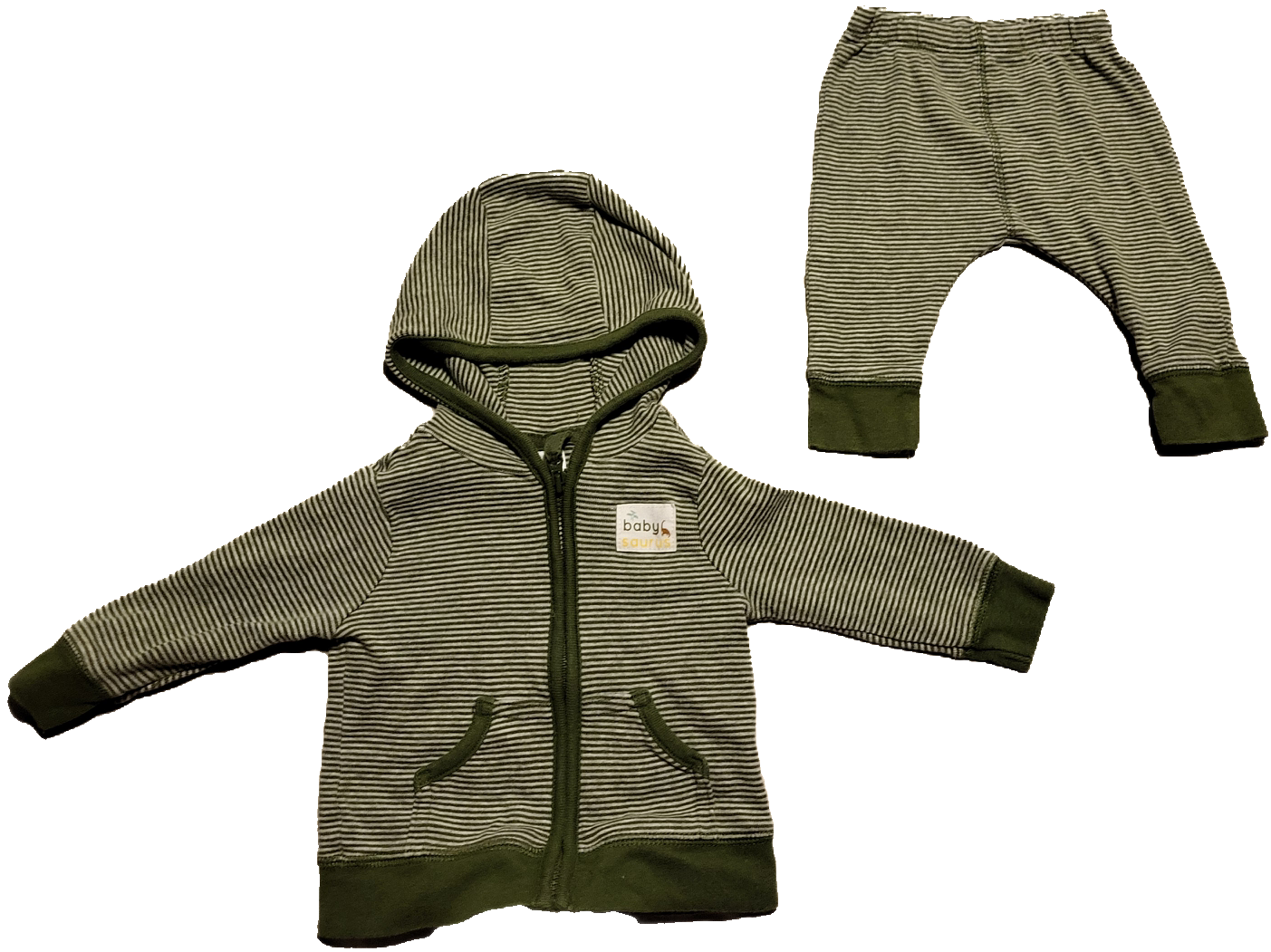 G- Ensemble vert rayé - 3 mois