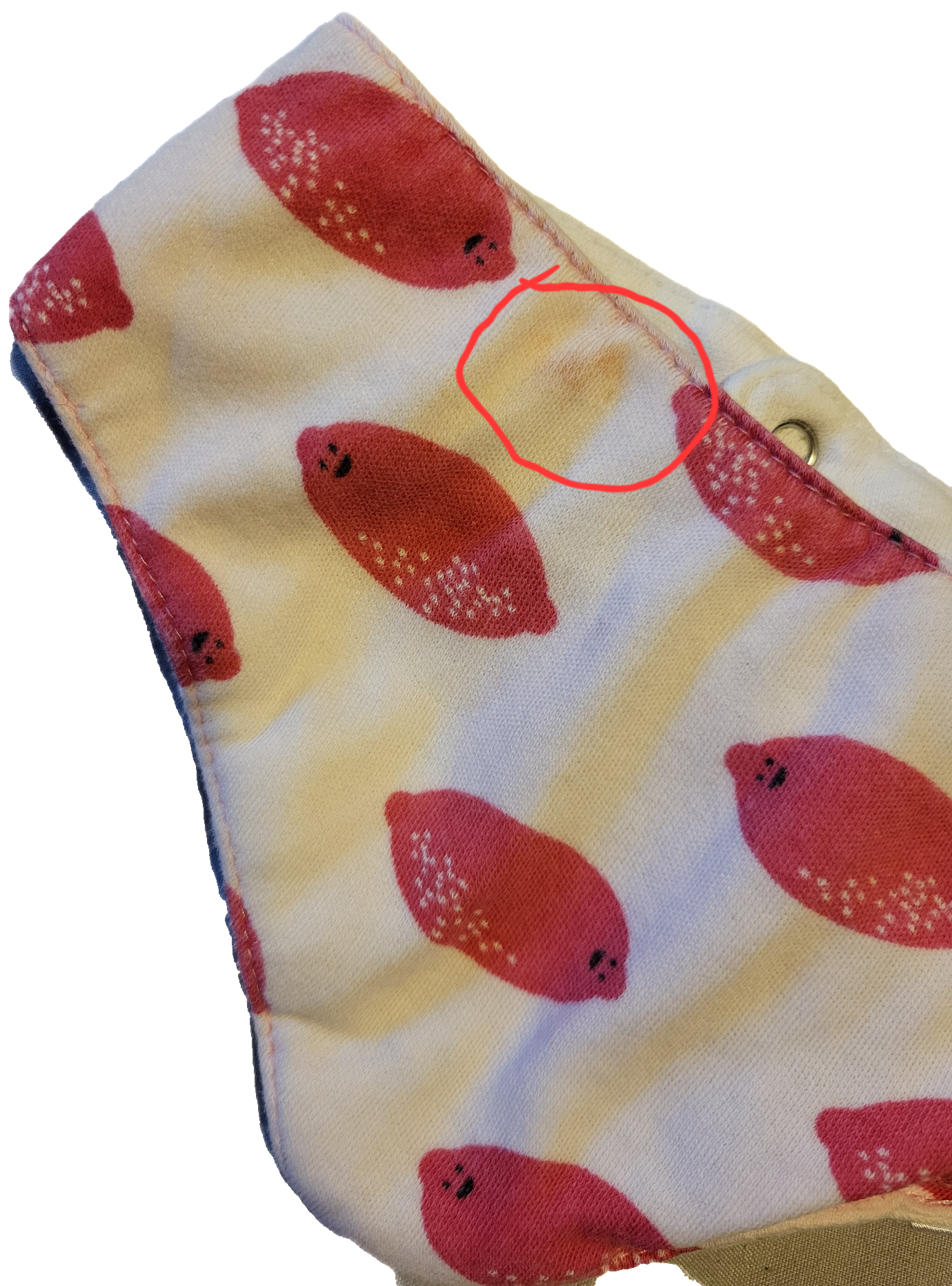 F - Bavoir imparfait (taché)