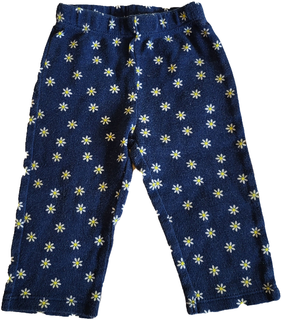 F - Pantalon bleu marine marguerite - 9 mois
