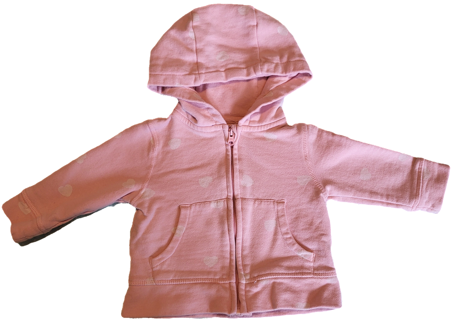 F - Coton à zipper rose coeurs - 3/6 mois