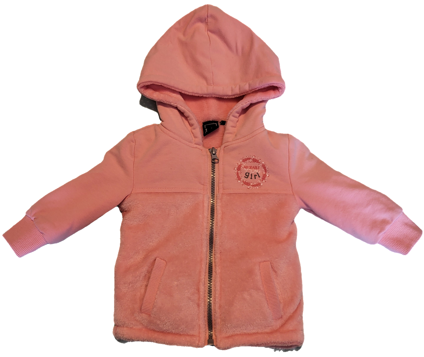 F - Coton zipper rose tissu doux - 6 mois