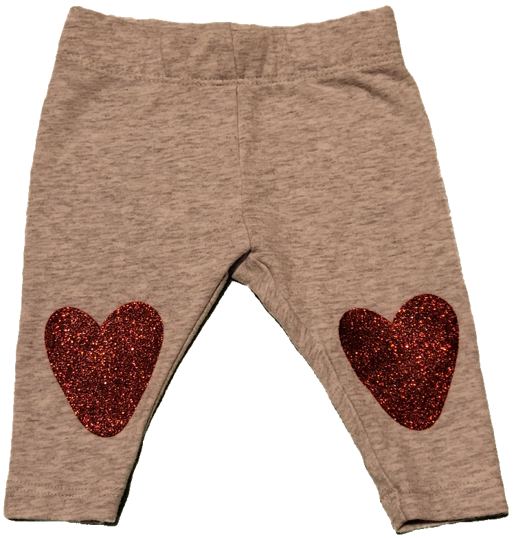 F - Pantalon gris avec coeur - 0/3 mois