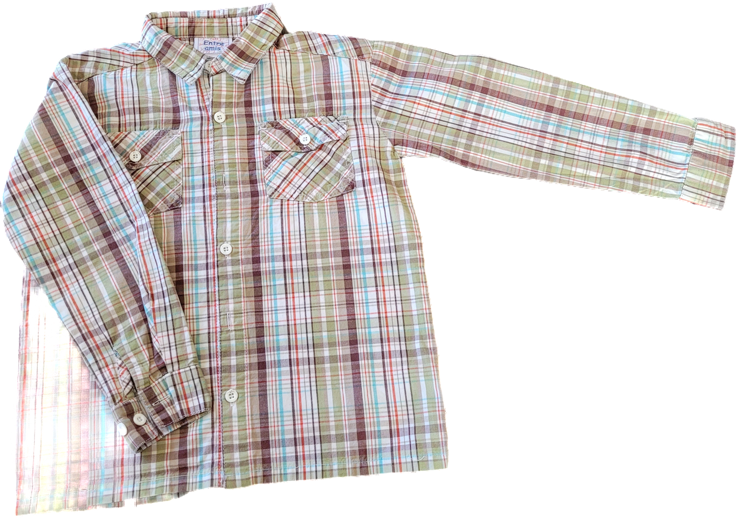 G - Chemise vert et brun à carreaux - 6 ans
