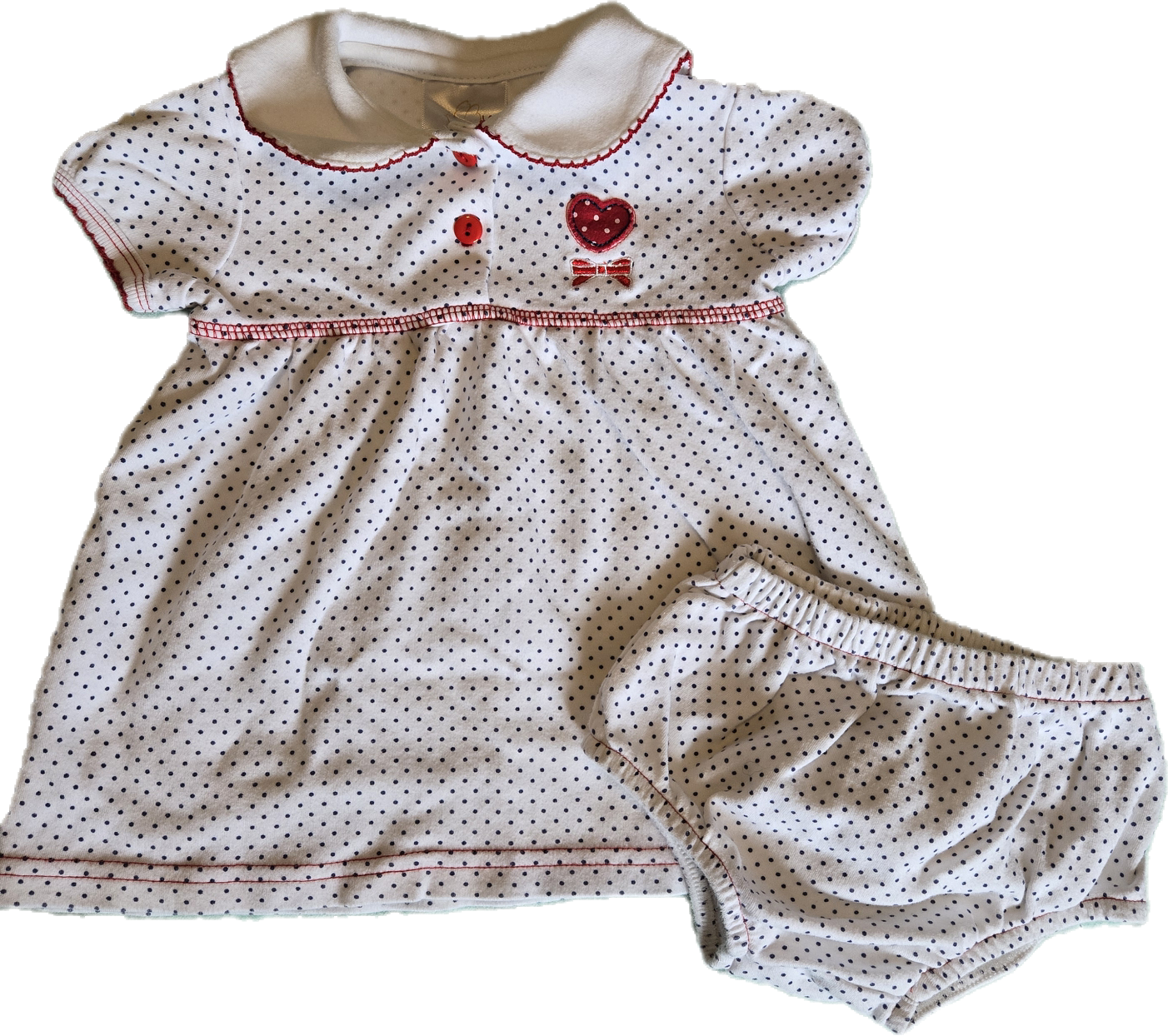 F - Robe à pois bleu marine - 3 mois