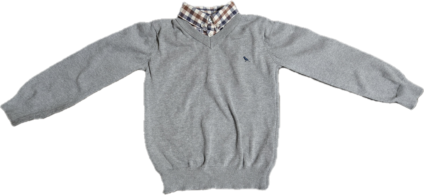G - Polo gris avec morceau de chemise - 5/6 ans