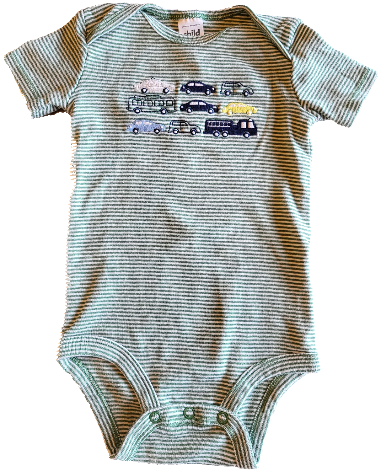 G - Cache-couche rayé vert autos - 6/12 mois