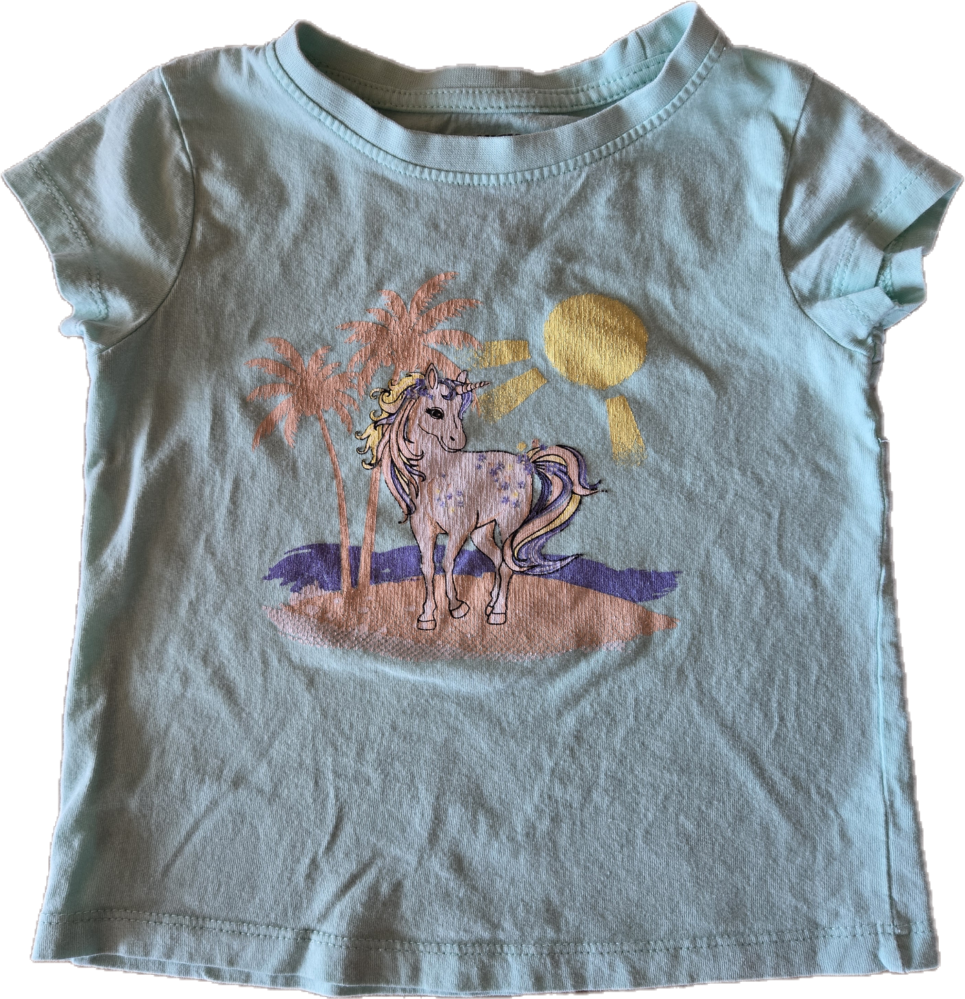 F - Chandail turquoise licorne - 2/3 ans