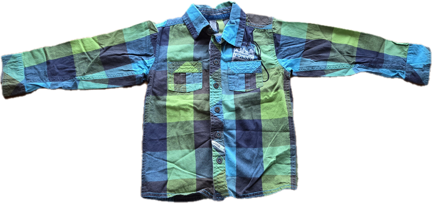 G - Chemise bleue et verte - 3 ans