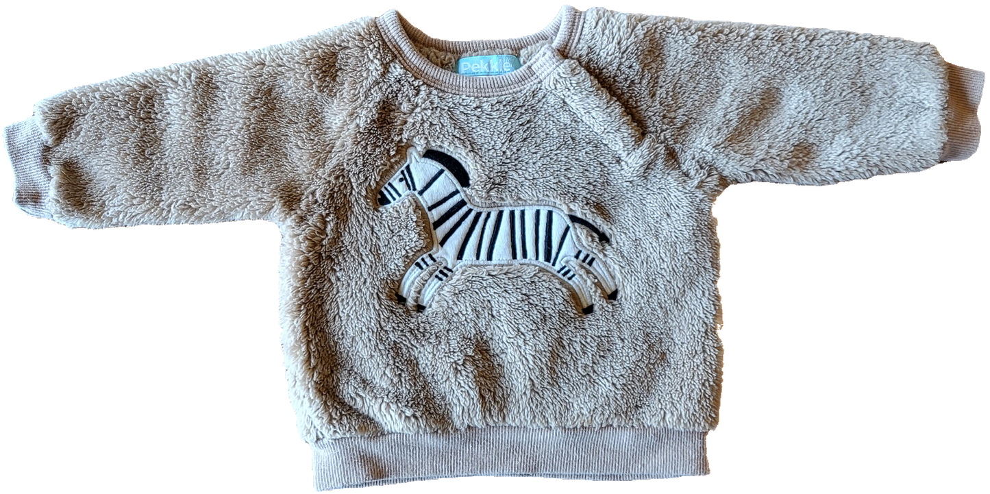 G / F - Chandail brun pâle zèbre Pekkle - 3 mois