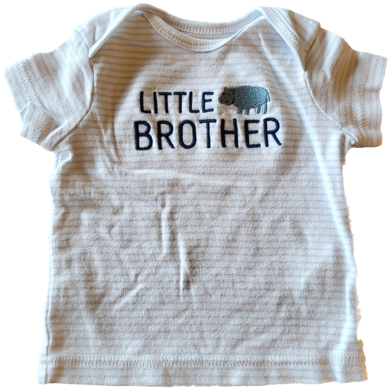 G - Chandail - blanc rayé bleu pâle - 0/3 mois