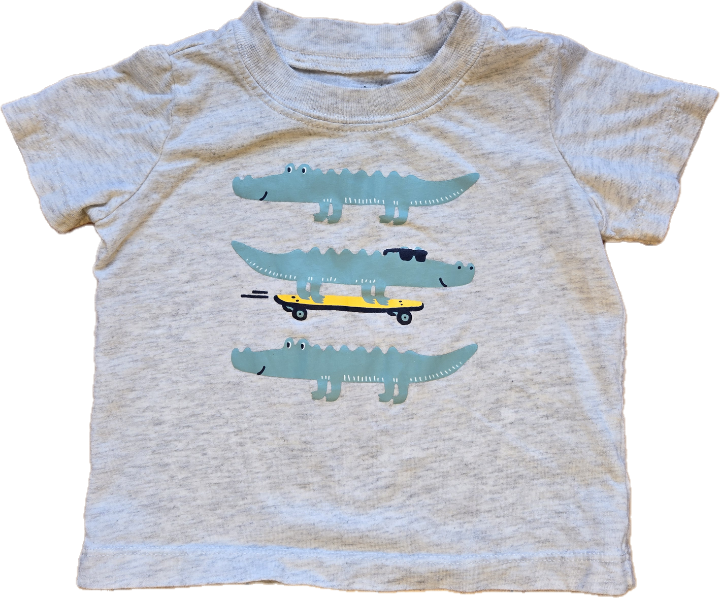 G - T-Shirt gris crocodiles- 9 mois - Neuf