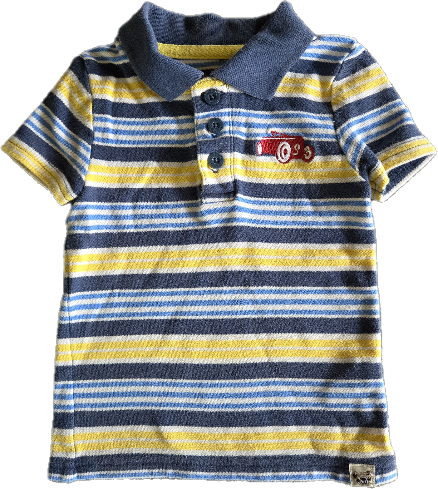G - T-shirt rayé bleu marine et jaune - 12 mois