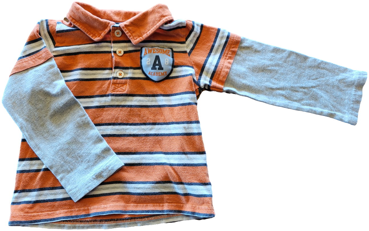 G- Chandail rayé orange et gris - 3 mois