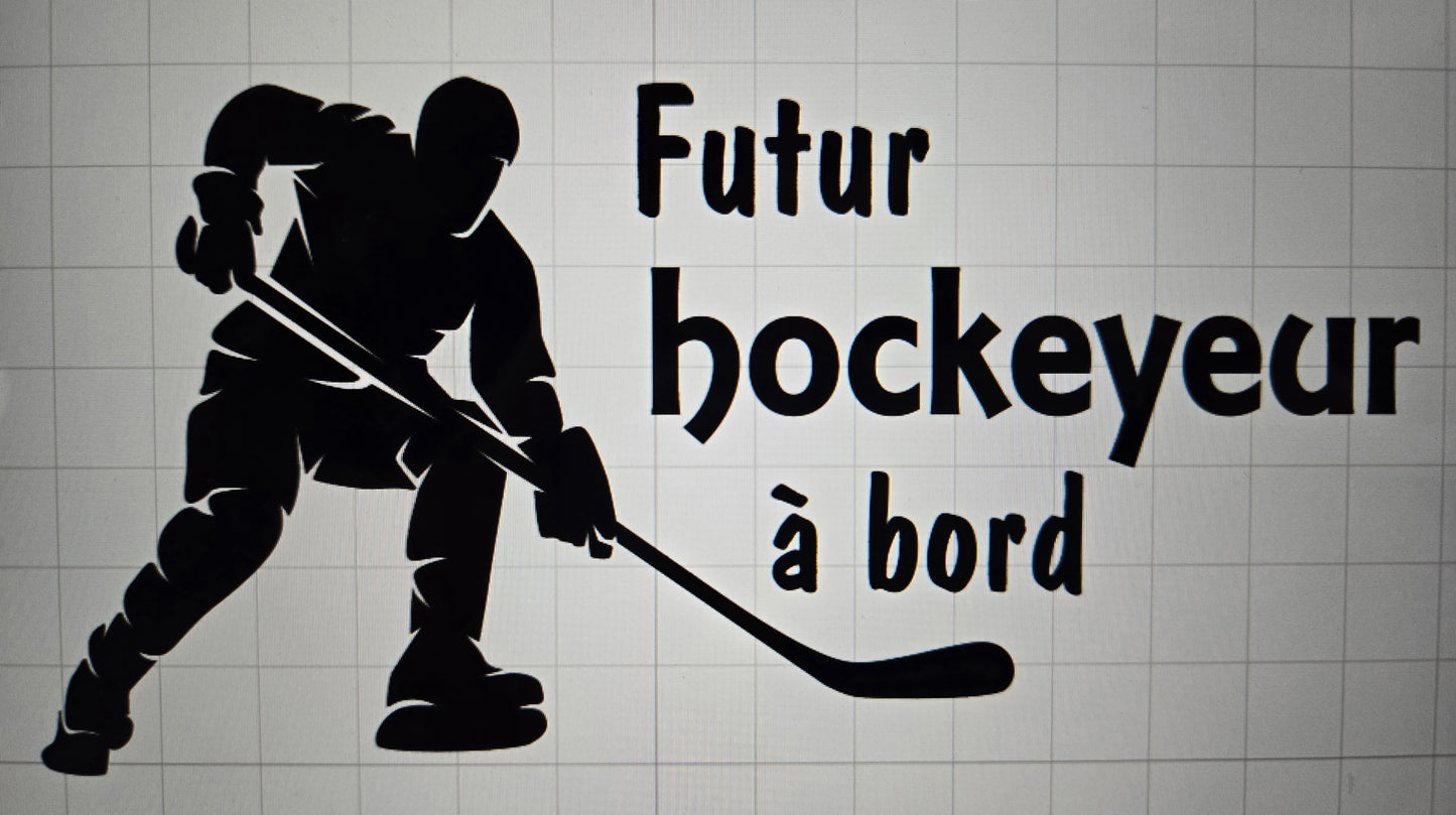 Sticker voiture : Futur hockeyeur à bord