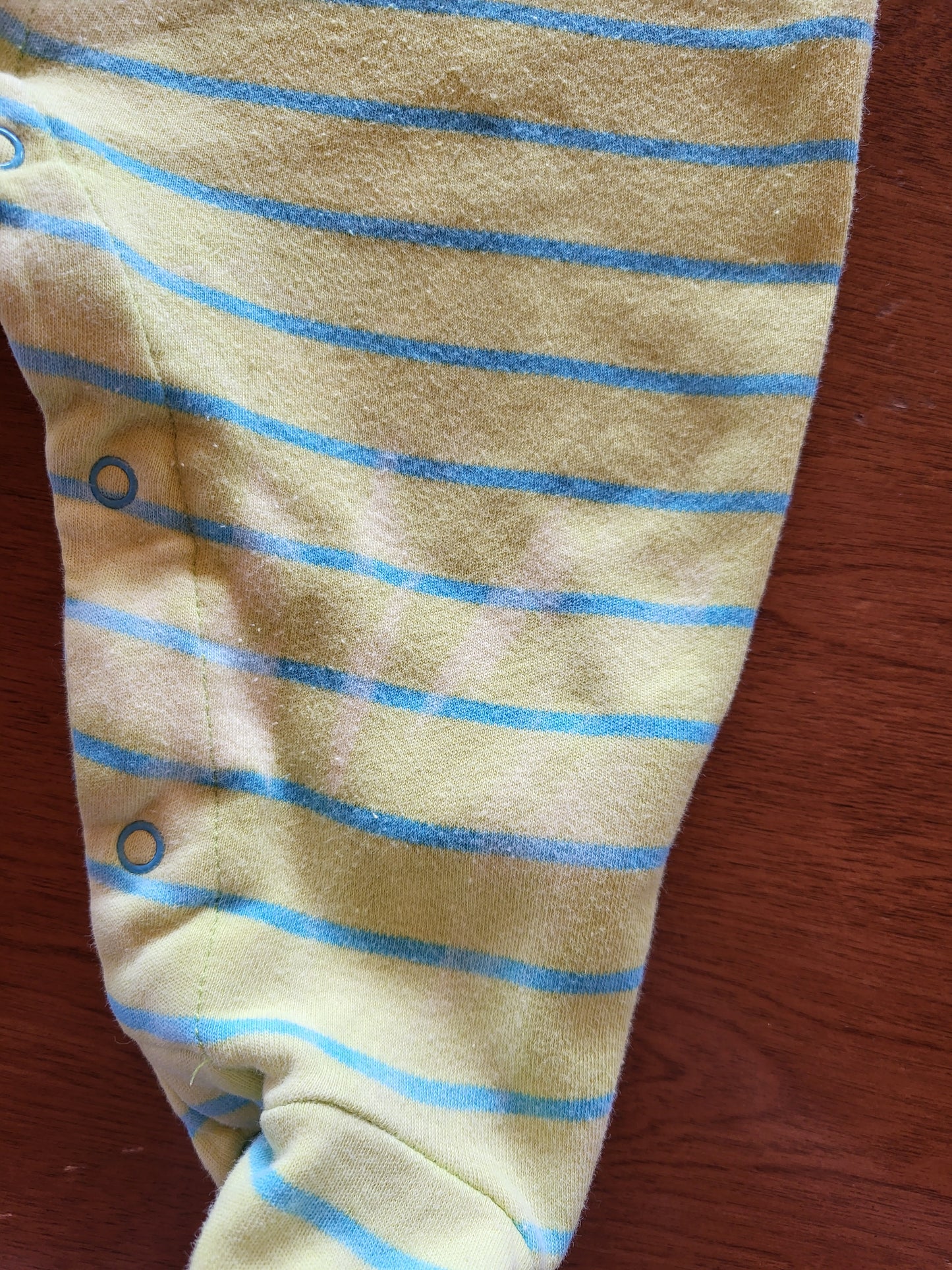 G- Pyjama chien rayé vert  imparfait - 6 mois délavé