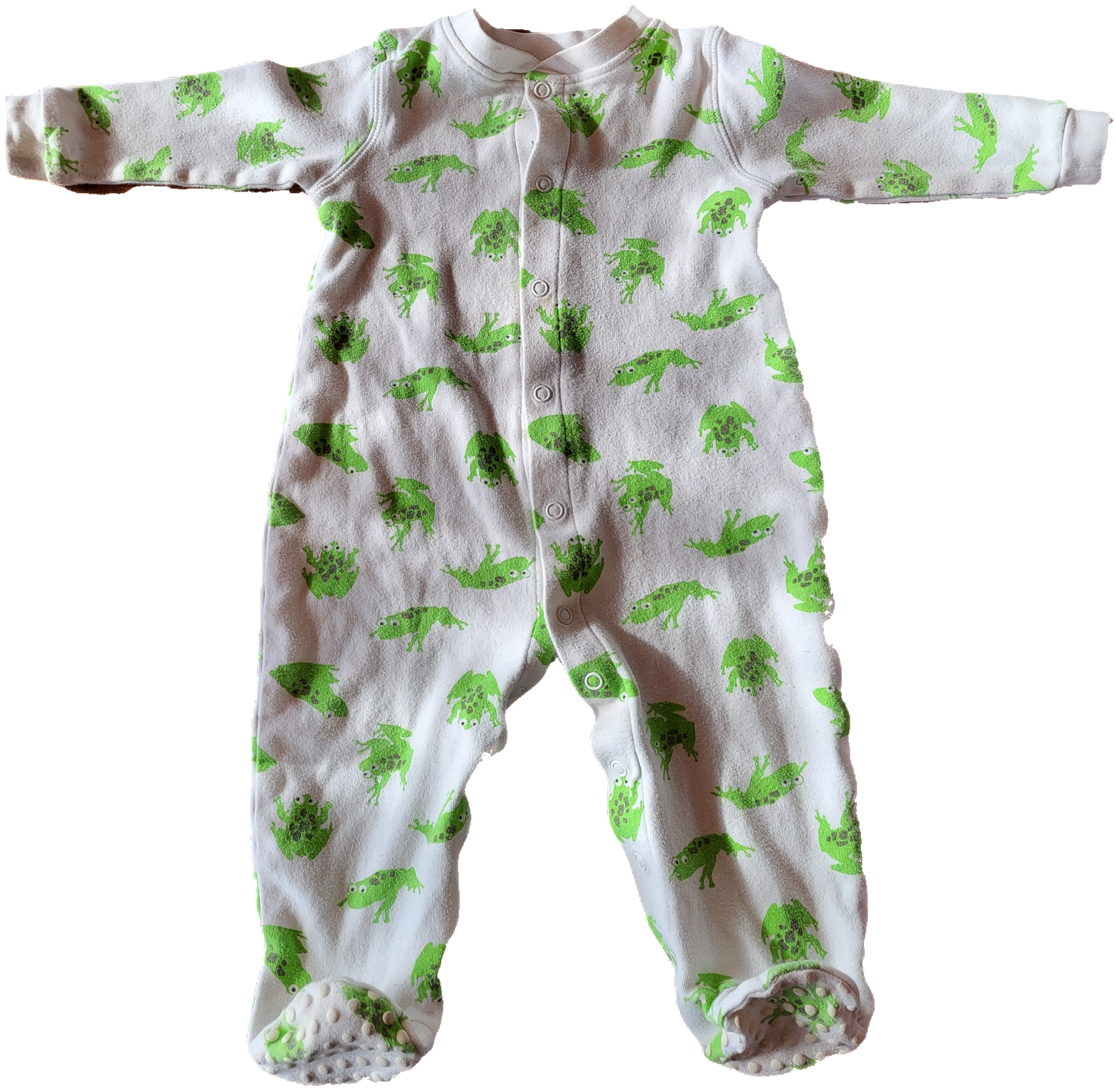 G/F - Pyjama Grenouille, imparfait, 12 mois, (devant et derrière taché)