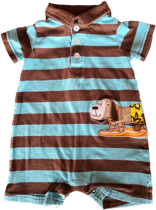 G- Barboteuse chien rayé - 9 mois