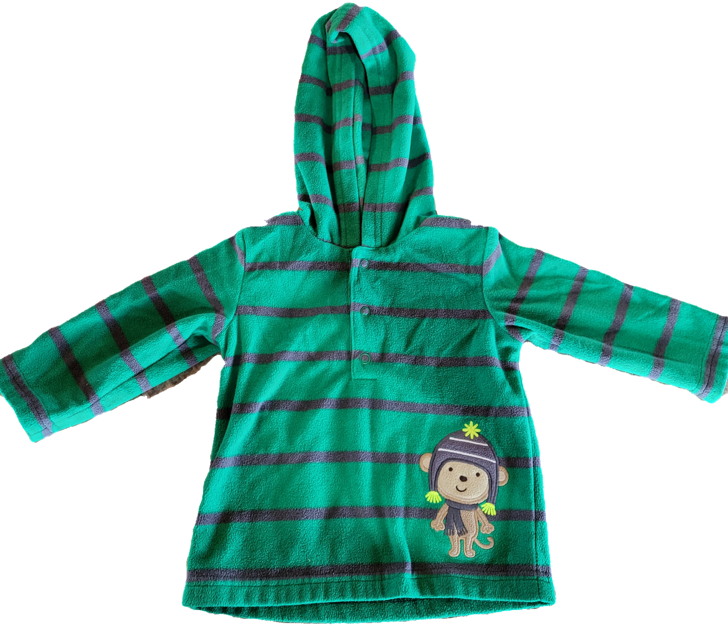 G- Chandail à capuchon rayé vert - 12 mois