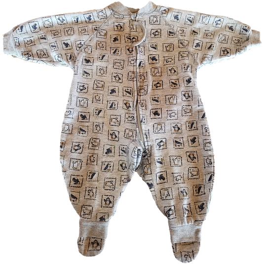 Pyjama gris pingouin hiver - 12 mois