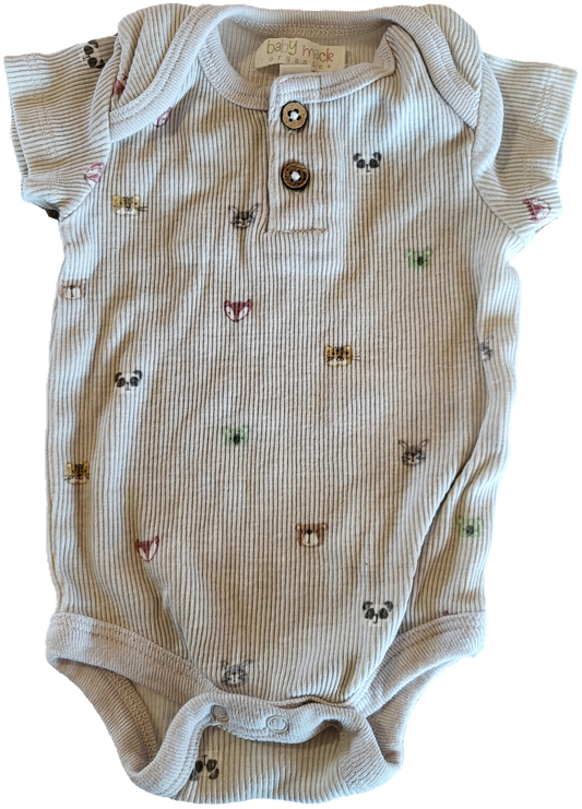 G- Cache-couche court beige animaux - 3 mois - Neuf