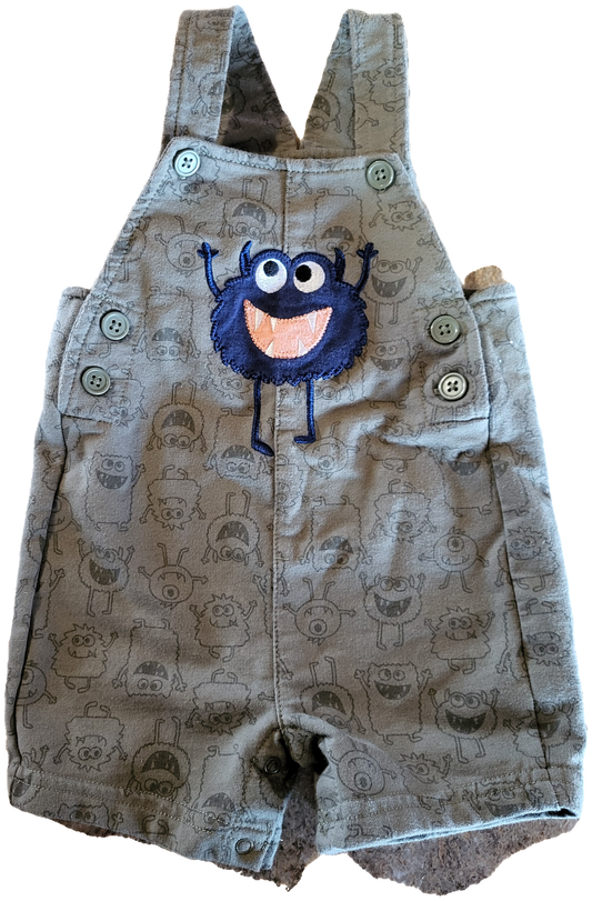 G / F - Saloppette vert monstre - 9 mois