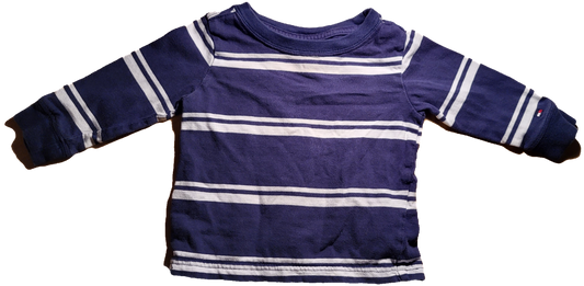 G- Chandail manches longues rayé bleu/blanc - 6/9 mois