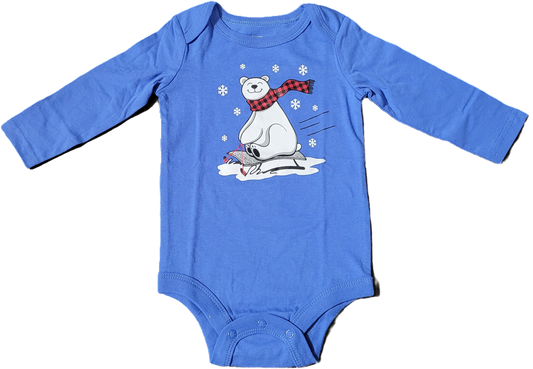 G/F - Cache-couche manches longues bleu ours polaire - 6/12 mois - Neuf