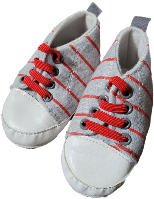 G/F - Soulier chausson rayé rouge antidérapant - 6/9 mois