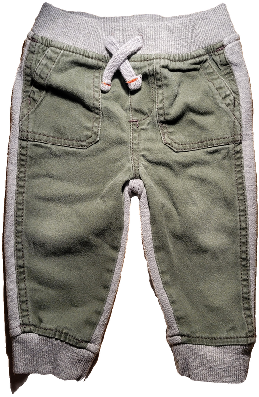 G- Pantalon gris kaki - 6/12 mois
