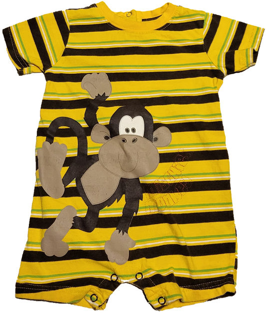 G- Barboteuse jaune rayé singe - 12 mois