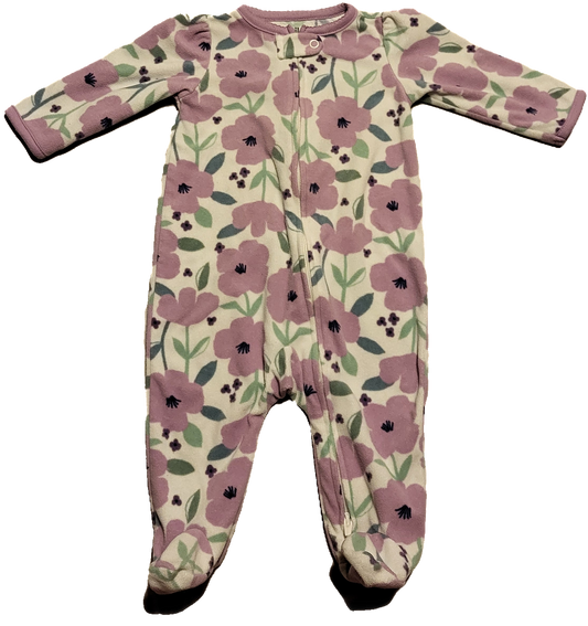 F - Pyjama fleurs mauves - 3/6 mois