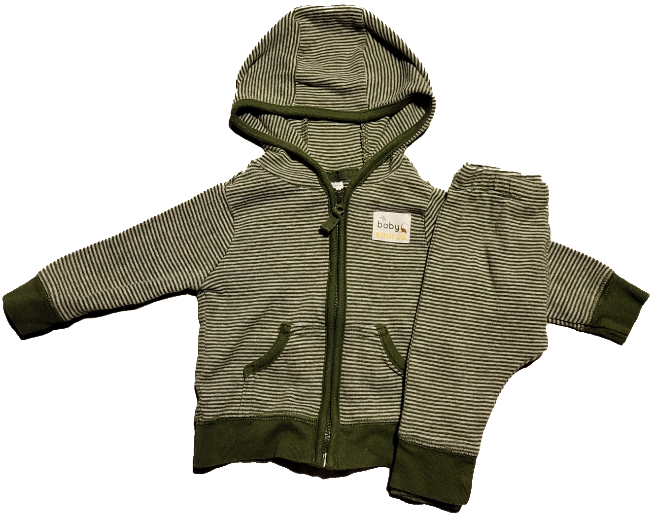 G- Ensemble vert rayé - 3 mois