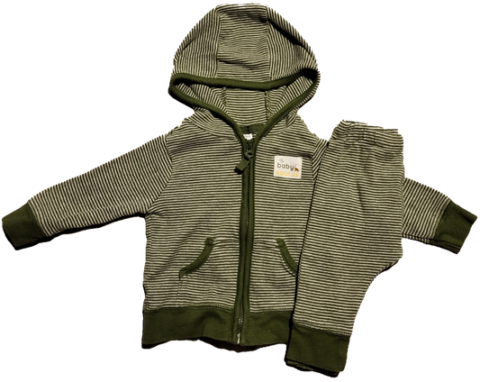 G- Ensemble vert rayé - 3 mois