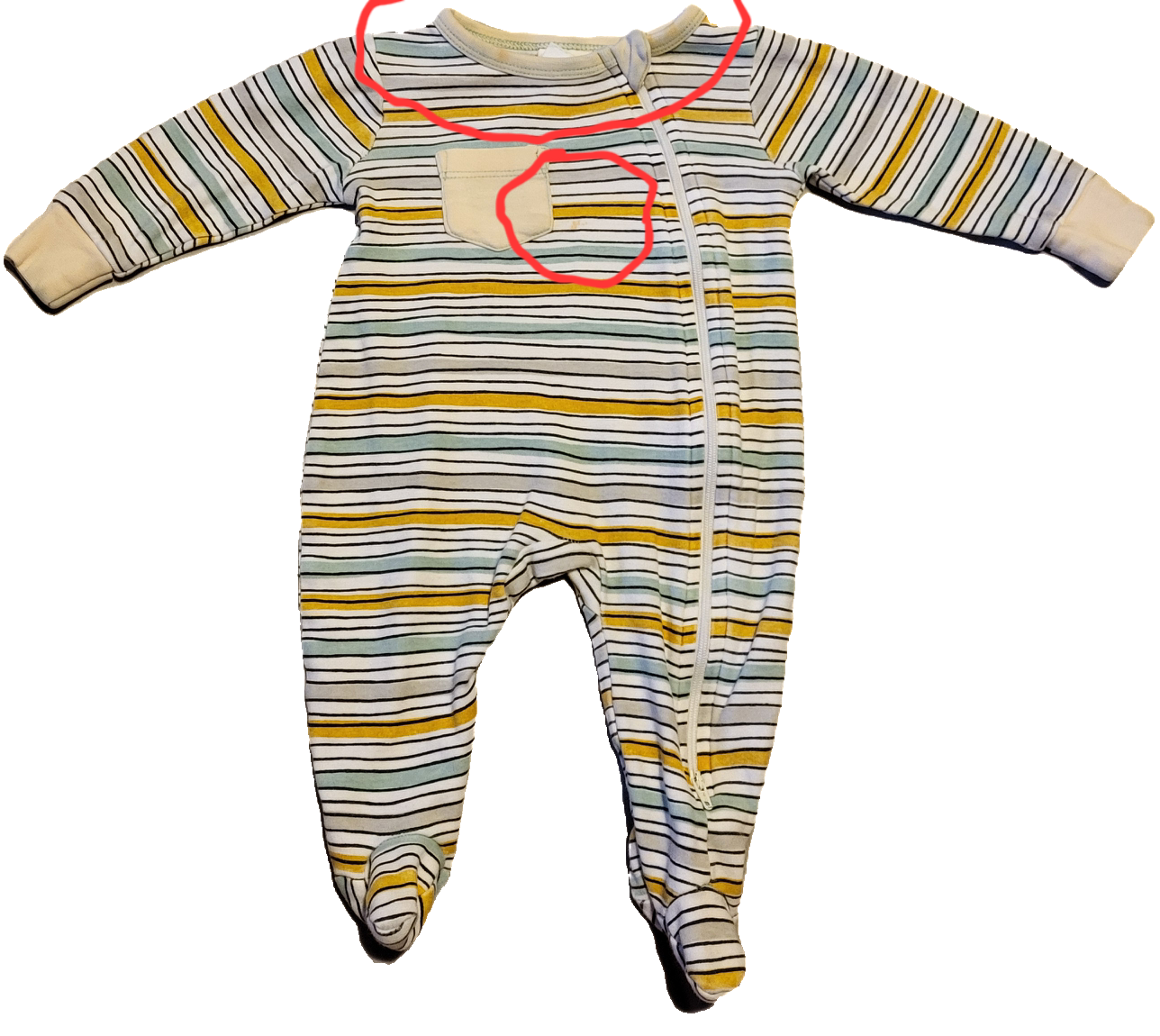 G- Pyjama rayé, imparfait - 1 mois (taché)