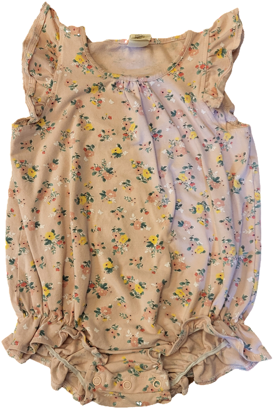 F - One piece rose fleuri 2-3 ans