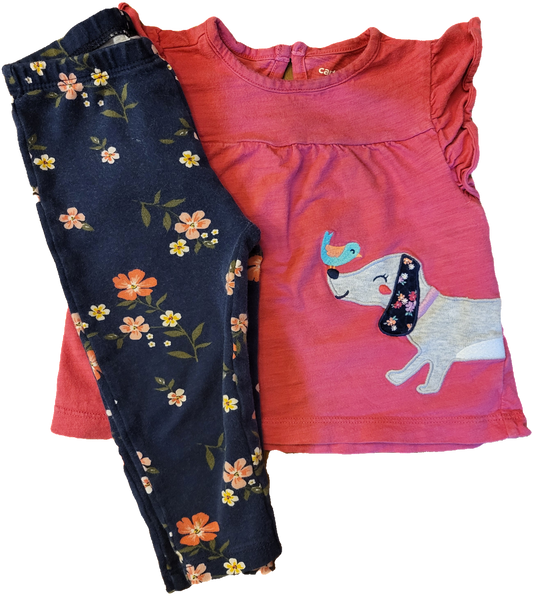 F - Ensemble chien fleuri - 18 mois