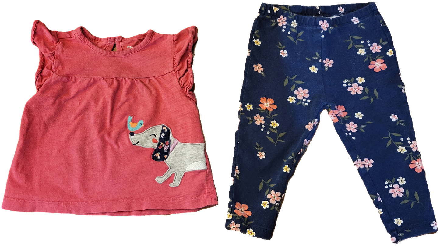 F - Ensemble chien fleuri - 18 mois