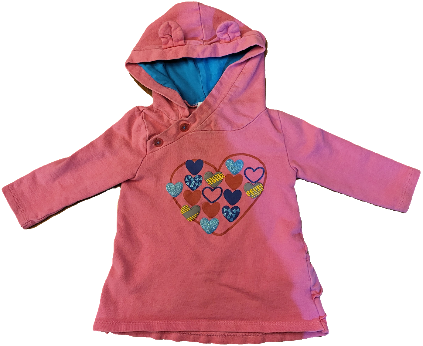 F - Chandail rose coeurs manches longues - 18 mois