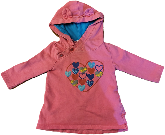 F - Chandail rose coeurs manches longues - 18 mois