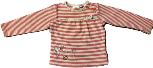 F - Chandail manches longue rayé rose - 18 mois