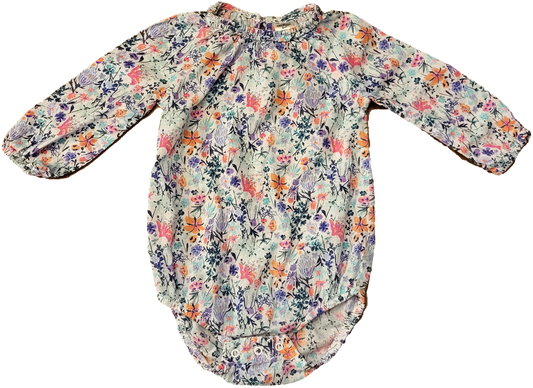 F - Cache-couche manches longues fleuri - 18 mois