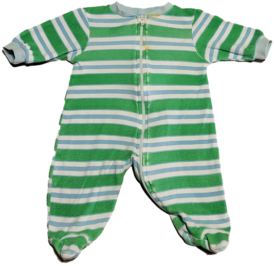 G- Pyjama rayé vert imparfait - 0/3 mois (taché)