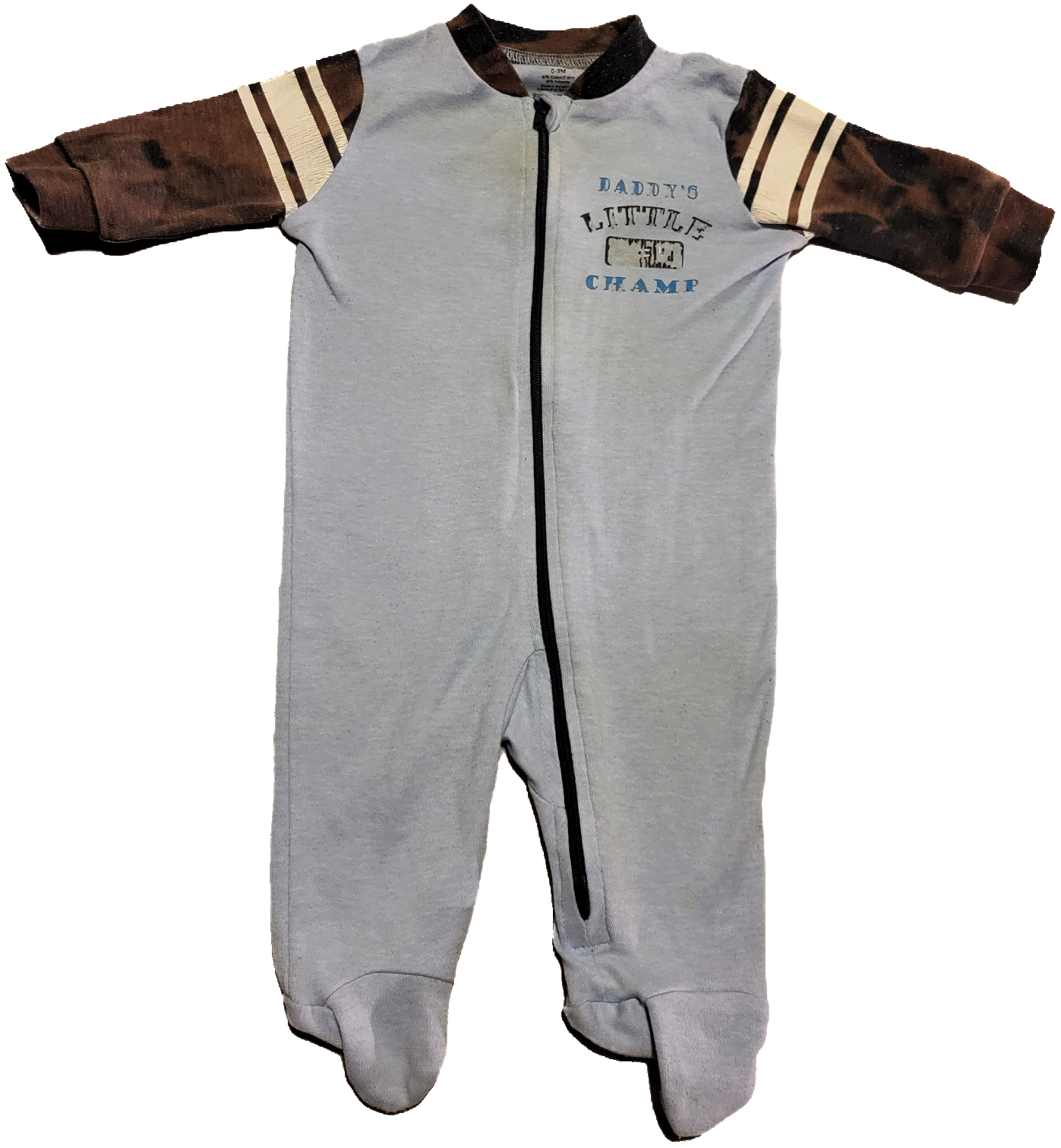 G- Pyjama bleu imparfait - 0/3 mois (taché et délavé)