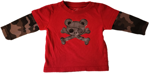 G - Chandail manches longues rouge - 6/12 mois