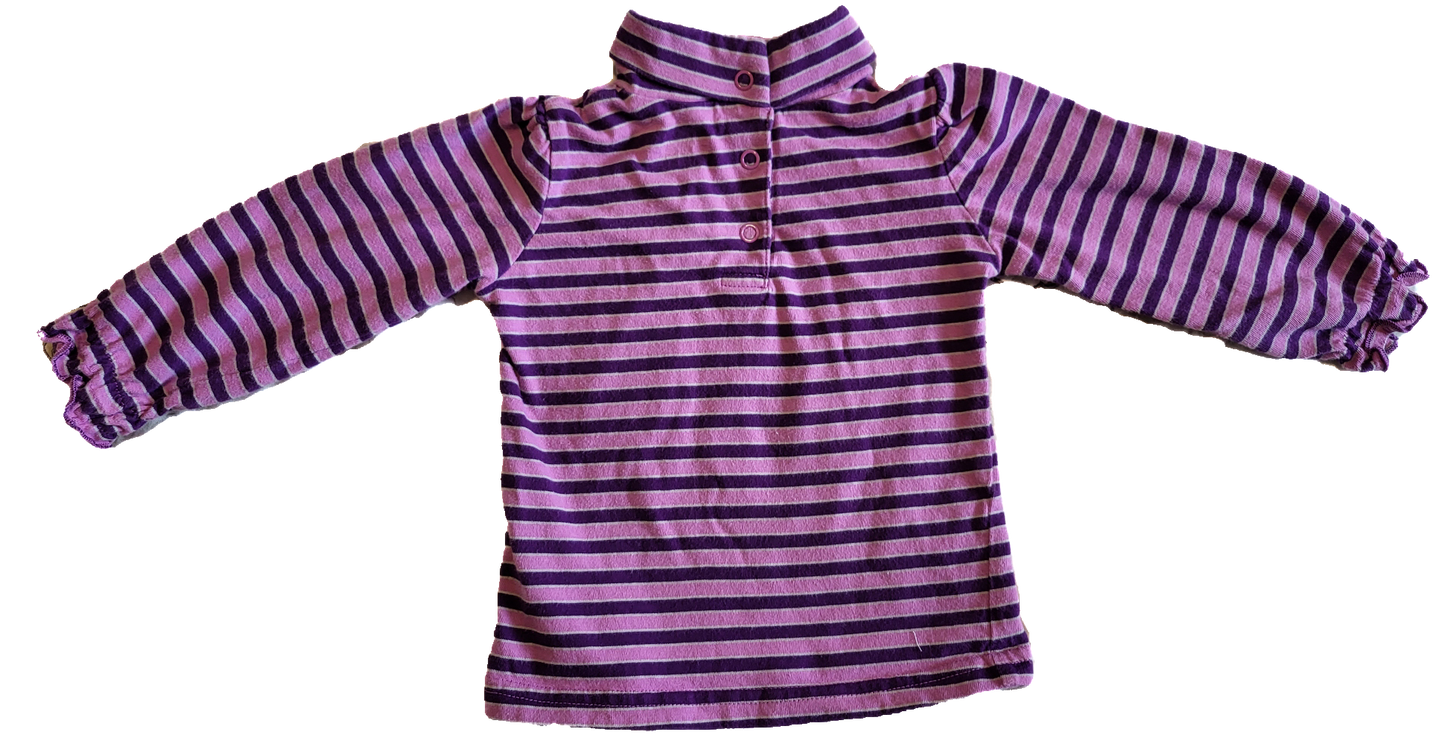 F - Chandail manches longues rayé rose et violet - 18 mois