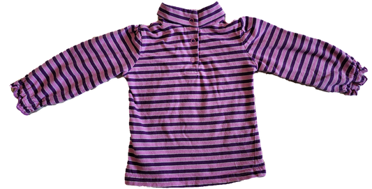 F - Chandail manches longues rayé rose et violet - 18 mois