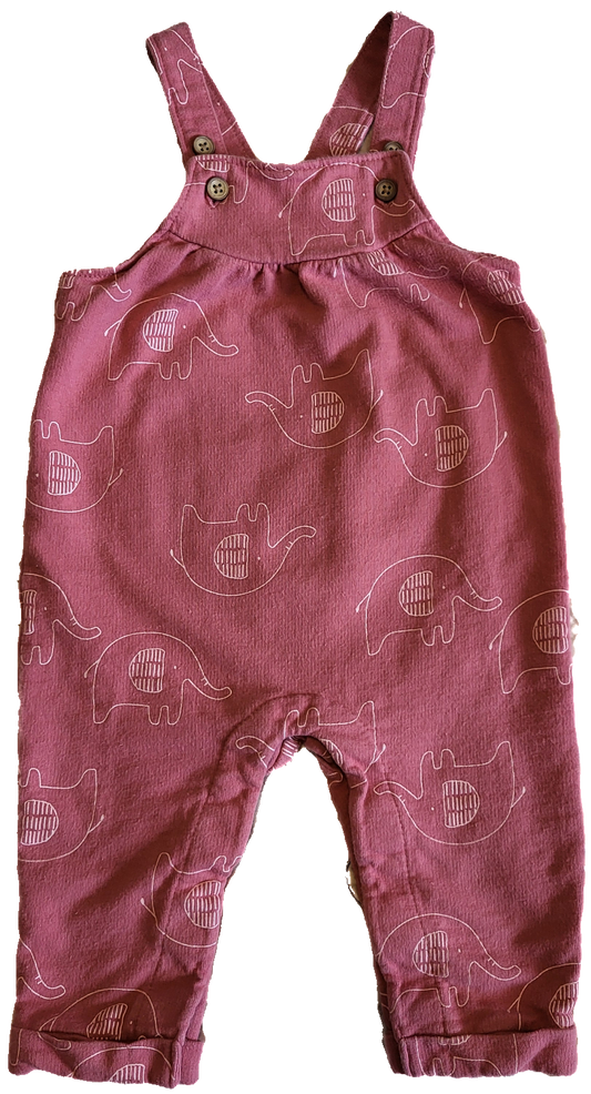 F - Salopette rose éléphant - 6/9 mois